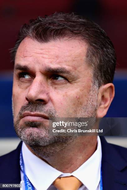 Australia Head Coach Ange Postecoglou looks on during the FIFA Confederations Cup Russia 2017 Group B match between Chile and Australia at Spartak...