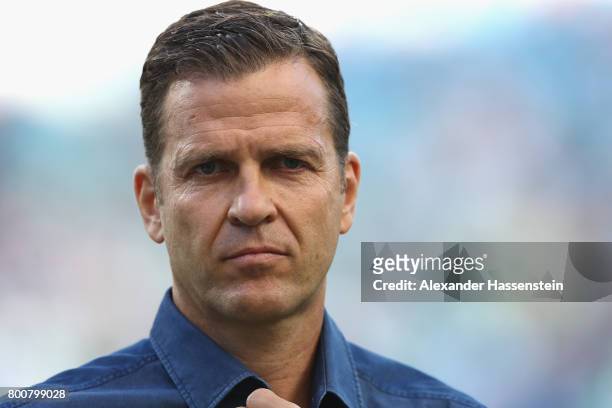 Oliver Bierhoff, team manager of team Germany looks on prior to the FIFA Confederations Cup Russia 2017 Group B match between Germany and Cameroon at...