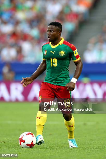 Collins Fai of Cameroon runs with the ball during the FIFA Confederations Cup Russia 2017 Group B match between Germany and Cameroon at Fisht Olympic...