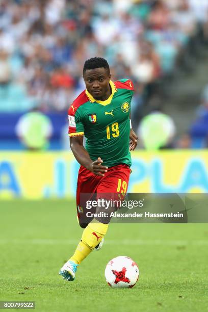 Collins Fai of Cameroon runs with the ball during the FIFA Confederations Cup Russia 2017 Group B match between Germany and Cameroon at Fisht Olympic...