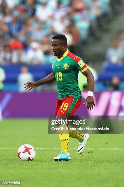 Collins Fai of Cameroon runs with the ball during the FIFA Confederations Cup Russia 2017 Group B match between Germany and Cameroon at Fisht Olympic...