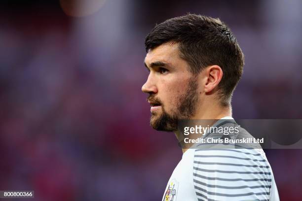 Maty Ryan of Australia in action during the FIFA Confederations Cup Russia 2017 Group B match between Chile and Australia at Spartak Stadium on June...