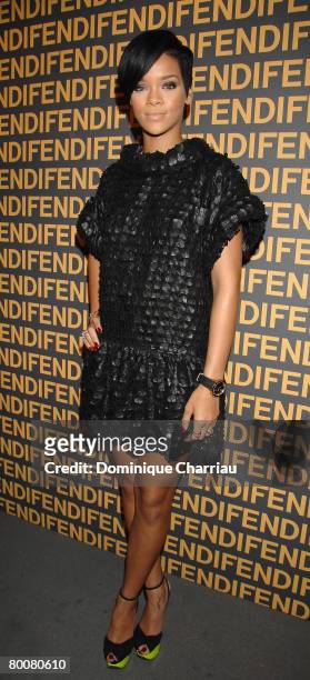 Rihanna attends the Fendi Paris Store Reopening at Avenue Montaigne on February 29, 2008 in Paris, France.