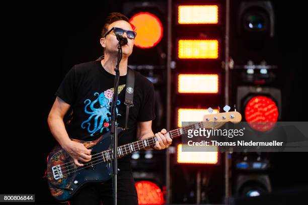 Mark Hoppus of Blink-182 performs during the third day of the Southside festival on June 25, 2017 in Neuhausen, Germany.