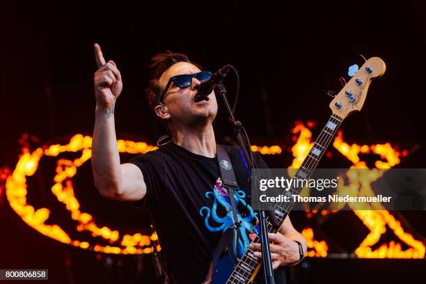 Mark Hoppus of Blink-182 performs during the third day of the Southside festival on June 25, 2017 in Neuhausen, Germany.