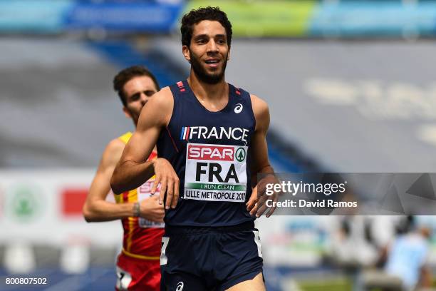 Mahiedine Mekhissi-Benabbad of France wins in the Men's 3000m Steeplechase Final during day three of the European Athletics Team Championships at the...