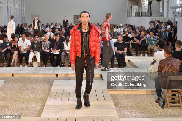 Models walk the runway at the Alexander McQueen Spring Summer 2018 fashion show during Paris Menswear Fashion Week on June 25, 2017 in Paris, France.