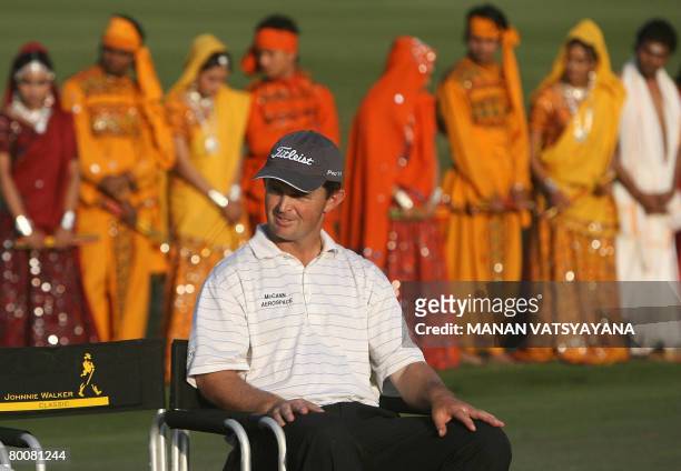 Australian golfer Greg Chalmers attends the presentation ceremony of the Johnnie Walker Classic 2008 in Gurgaon on the outskirts of New Delhi on...