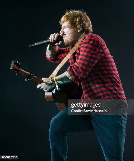 Ed Sheeran performs on day 4 of the Glastonbury Festival 2017 at Worthy Farm, Pilton on June 25, 2017 in Glastonbury, England.