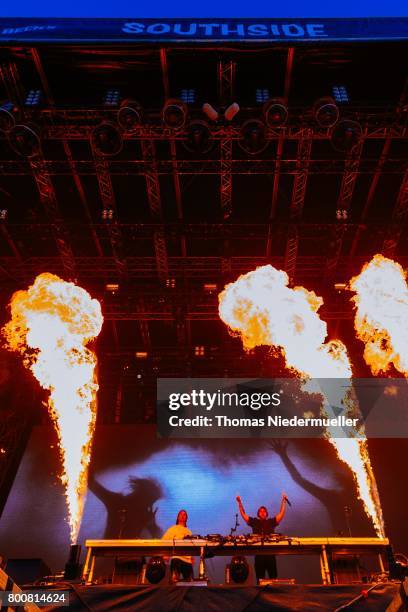 DJs Axwell and Ingrosso perform during the third day of the Southside festival on June 25, 2017 in Neuhausen, Germany.