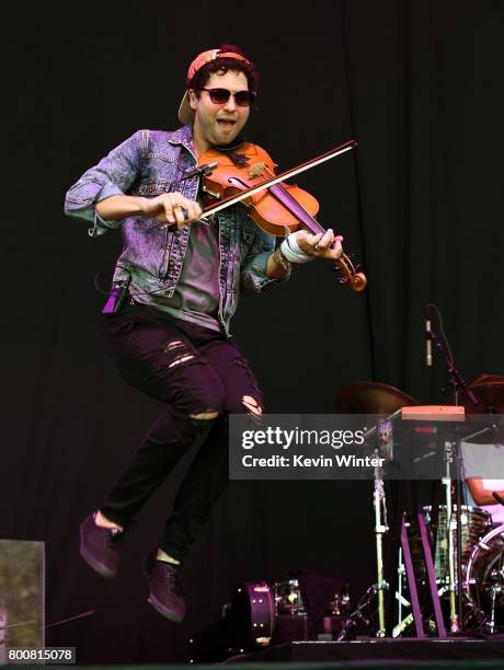 Musician Zambricki Li of musical group Magic Giant performs on The Oak stage during Arroyo Seco Weekend at the Brookside Golf Course at on June 25,...