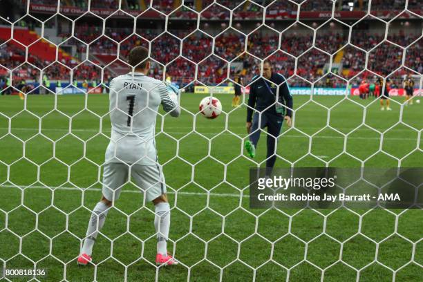Maty Ryan of Australia warms up during the FIFA Confederations Cup Russia 2017 Group B match between Chile and Australia at Spartak Stadium on June...