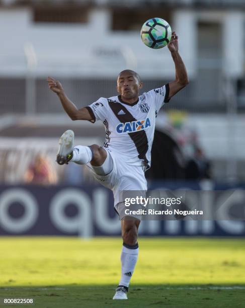 Nino Paraiba of Ponte Preta kicks the ball during the match between Ponte Preta and Palmeiras as a part of Campeonato Brasileiro 2017 at Moises...
