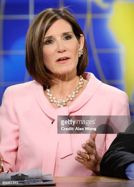 Republican strategist Mary Matalin speaks during a taping of "Meet the Press" at the NBC studios March 2, 2008 in Washington, DC. Matalin discussed...
