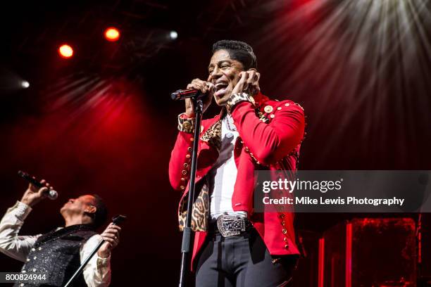 Marlon Jackson and Jermaine Jackson of The Jacksons performs at Motorpoint Arena on June 25, 2017 in Cardiff, Wales.