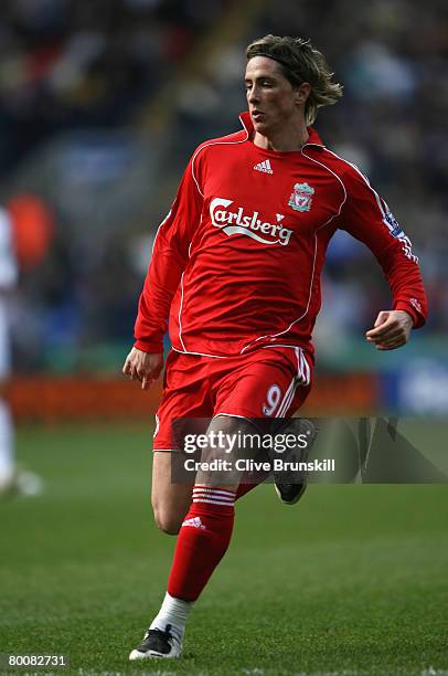 Fernando Torres of Liverpool in action during the Barclays Premier League match between Bolton Wanderers and Liverpool at The Reebok Stadium on March...