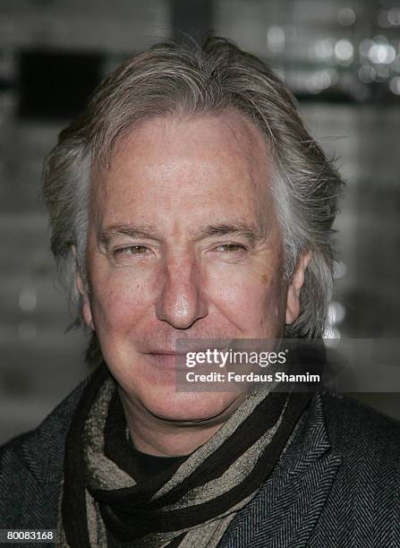 Alan Rickman arrives for the charity performence of Motherland at The Young Vic theatre on 2nd of March 2008 in London England