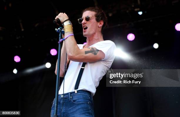 Musician David Shaw of musical group The Revivalists performs on the Sycamore stage during Arroyo Seco Weekend at the Brookside Golf Course at on...