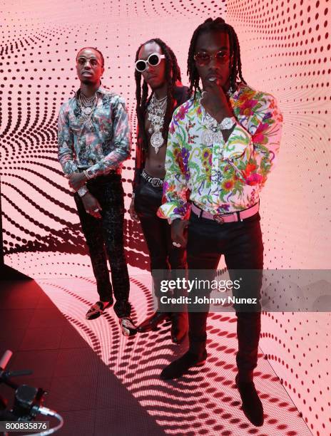 Quavo, Takeoff, and Offset of Migos at the InstaBooth at the 2017 BET Awards at Microsoft Square on June 25, 2017 in Los Angeles, California.