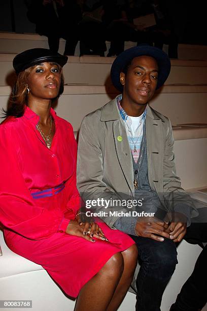 Santogold and Spank Rock attend the Louis Vuitton Fashion show, during Paris Fashion Week Fall-Winter 2008-2009 at the Cour Carre du Louvre on March...