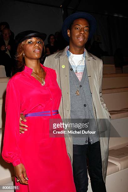 Santogold and Spank Rock attend the Louis Vuitton Fashion show, during Paris Fashion Week Fall-Winter 2008-2009 at the Cour Carre du Louvre on March...