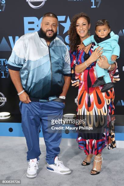 Khaled, Nicole Tuck, and Asahd Tuck Khaled at the 2017 BET Awards at Microsoft Square on June 25, 2017 in Los Angeles, California.