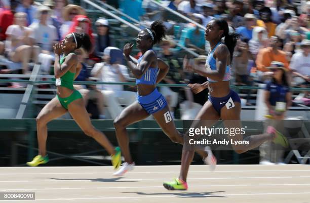 Tori Bowie runs to third place in the Women's 200 Meter Final during Day 4 of the 2017 USA Track & Field Championships at Hornet Satdium on June 25,...