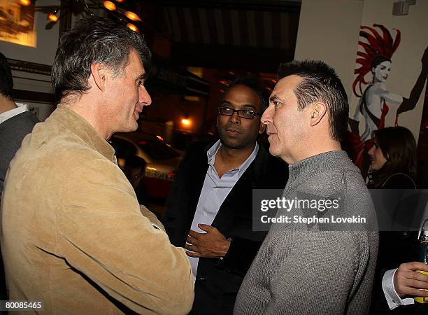 Producer Stephen Garrett, Director Bharat Nalluri, and actor Ciaran Hinds attend the after-party for "Miss Pettigrew Lives For A Day" at Paris...