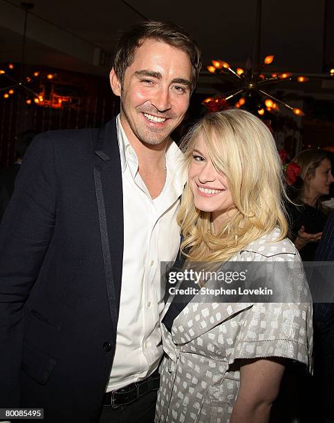 Actor Lee Pace and actress Leven Rambin attend the after-party for "Miss Pettigrew Lives For A Day" at Paris Commune on March 02, 2008 in New York...