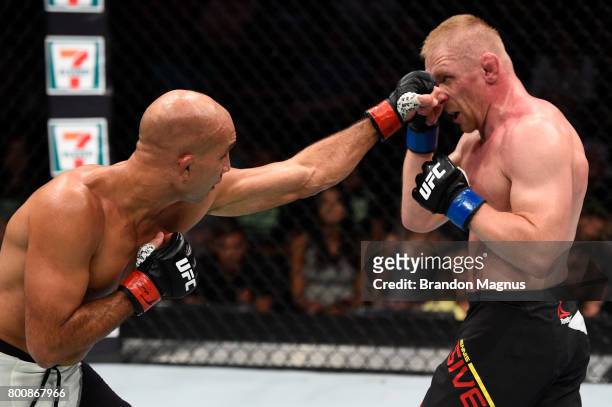 Penn Dennis Siver of Germany in their featherweight bout during the UFC Fight Night event at the Chesapeake Energy Arena on June 25, 2017 in Oklahoma...