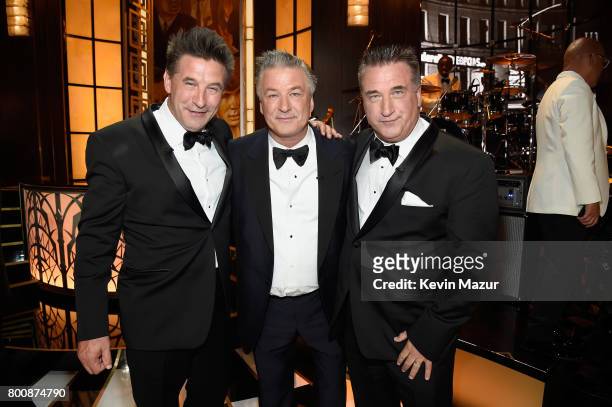 Billy Baldwin, Alec Baldwin and Daniel Baldwin attend Spike's "Spike's One Night Only: Alec Baldwin" at The Apollo Theater on June 25, 2017 in New...