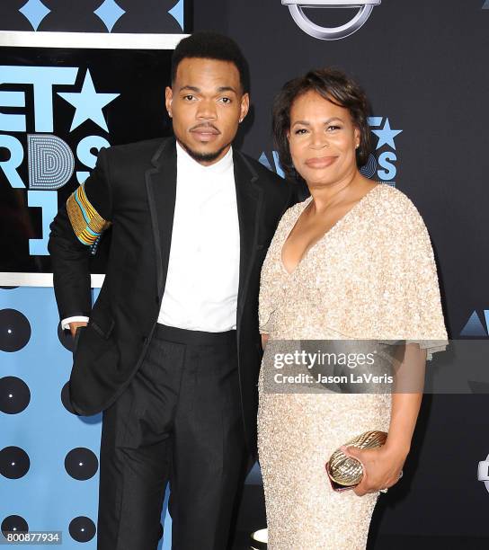 Chance The Rapper and his mother Lisa Bennett attend the 2017 BET Awards at Microsoft Theater on June 25, 2017 in Los Angeles, California.