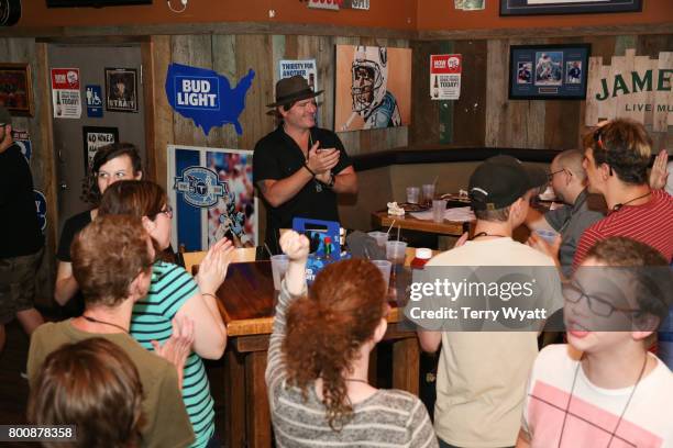 Singer-songwriter Jerrod Niemann enjoys karaoke Night with ACM Lifting Lives music campers at Winner's Bar on June 25, 2017 in Nashville, Tennessee.