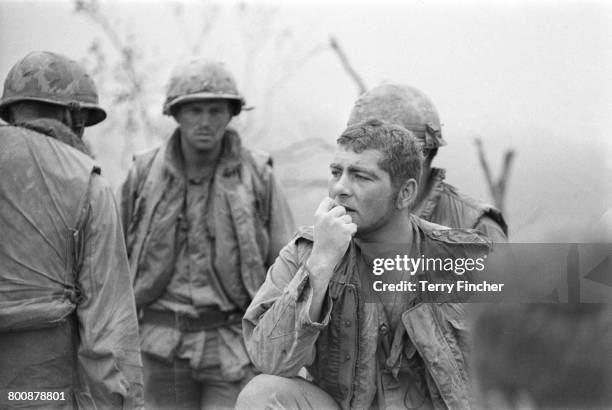 American troops on Hill Timothy during an action against the Viet Cong, Vietnam War, April 1968.