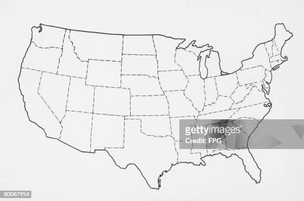 outline of usa - united states map black and white stock pictures, royalty-free photos & images