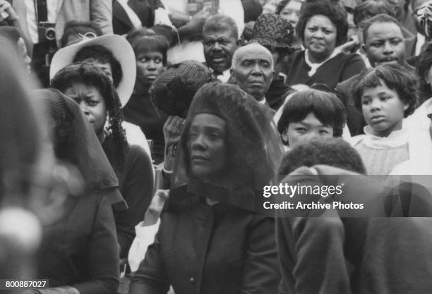 Coretta Scott King , widow of assassinated American civil rights leader Martin Luther King Jr at her late husband's funeral in Atlanta, Georgia, 9th...