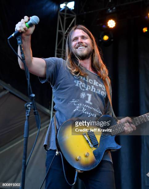 Musician Lukas Nelson of musical group Lukas Nelson & Promise of the Real performs on the Sycamore stage during Arroyo Seco Weekend at the Brookside...