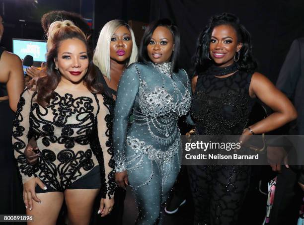 Tameka Cottle, LaTocha Scott, Tamika Scott, and Kandi Burruss of Xscape backstage at the 2017 BET Awards at Microsoft Theater on June 25, 2017 in Los...