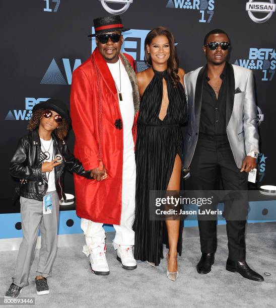 Singer Bobby Brown, wife Alicia Etheredge and sons Cassius Brown and Bobby Brown Jr. Attend the 2017 BET Awards at Microsoft Theater on June 25, 2017...