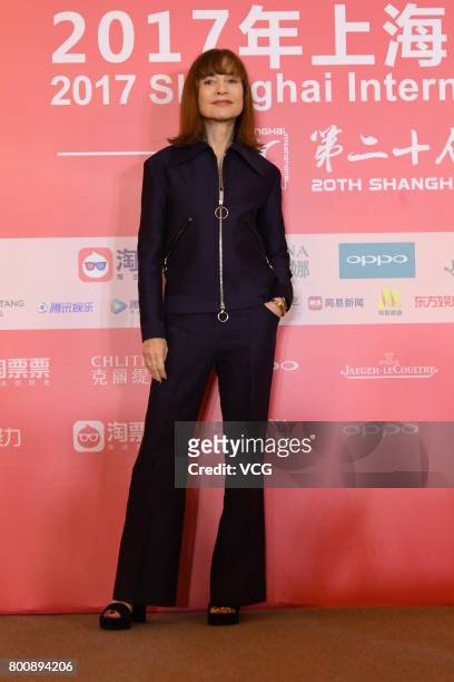 French actress Isabelle Huppert attends the Press Conference for Actors on the Red Carpet for Golden Goblet Awards during the 20th Shanghai...