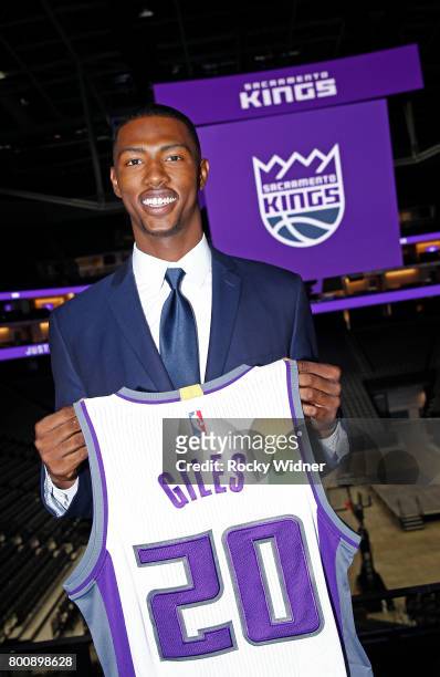 The Sacramento Kings 2017 Draft Pick Harry Giles poses for a photo on June 24, 2017 at the Golden 1 Center in Sacramento, California. NOTE TO USER:...