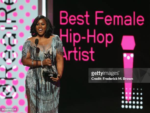 Remy Ma accepts the award for Best Female Hip Hop Artist onstage at 2017 BET Awards at Microsoft Theater on June 25, 2017 in Los Angeles, California.