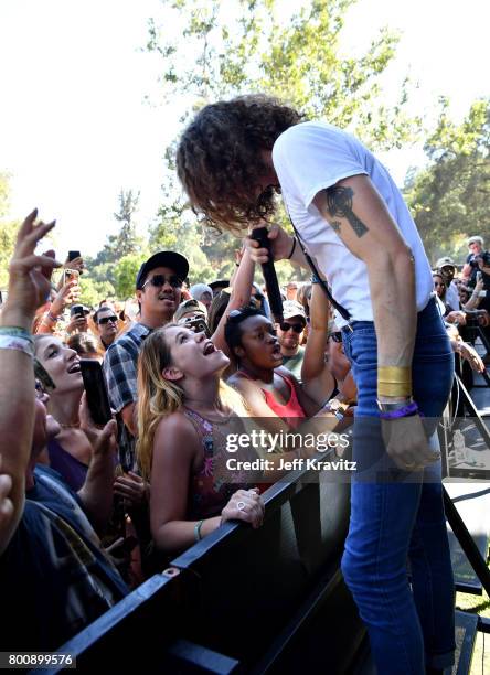 Musician David Shaw of musical group The Revivalists performs on the Sycamore stage during Arroyo Seco Weekend at the Brookside Golf Course at on...