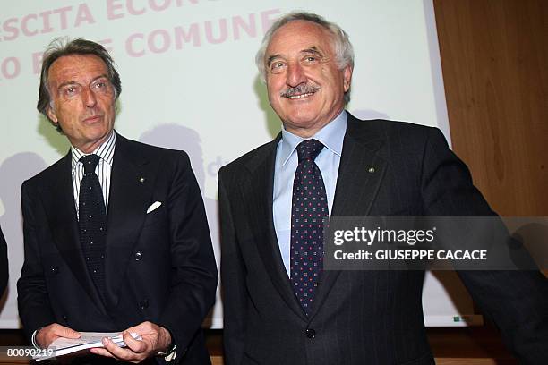 President of General Confederation of Italian Industry Luca Cordero Di Montezemolo and his vice-president, Alberto Bombassei, give a press conference...