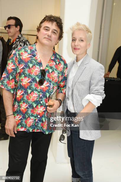 Patrick Pelloux and Jeanne Added pose during Agnes B. Menswear Spring/Summer 2018 show as part of Paris Fashion Week ton June 25, 2017 in Paris,...