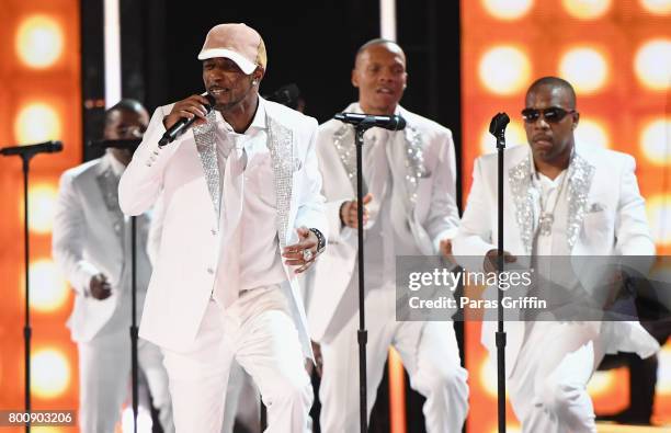 The real members of New Edition perform onstage at 2017 BET Awards at Microsoft Theater on June 25, 2017 in Los Angeles, California.