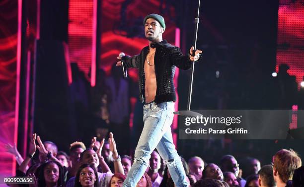 Luke James of the adult cast of 'The New Edition Story' performs onstage at 2017 BET Awards at Microsoft Theater on June 25, 2017 in Los Angeles,...