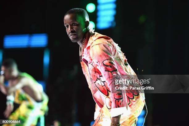 Elijah Kelley of the adult cast of 'The New Edition Story' performs onstage at 2017 BET Awards at Microsoft Theater on June 25, 2017 in Los Angeles,...