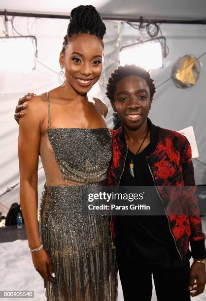 Erica Ash and Caleb McLaughlin at the 2017 BET Awards at Staples Center on June 25, 2017 in Los Angeles, California.