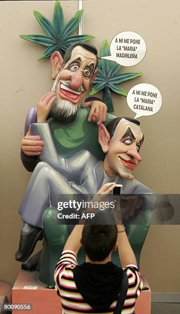 Effigies of Spanish Prime Minister Jose Luis Rodriguez Zapatero and opposition Popular Party leader Mariano Rajoy which will be set alight during the...